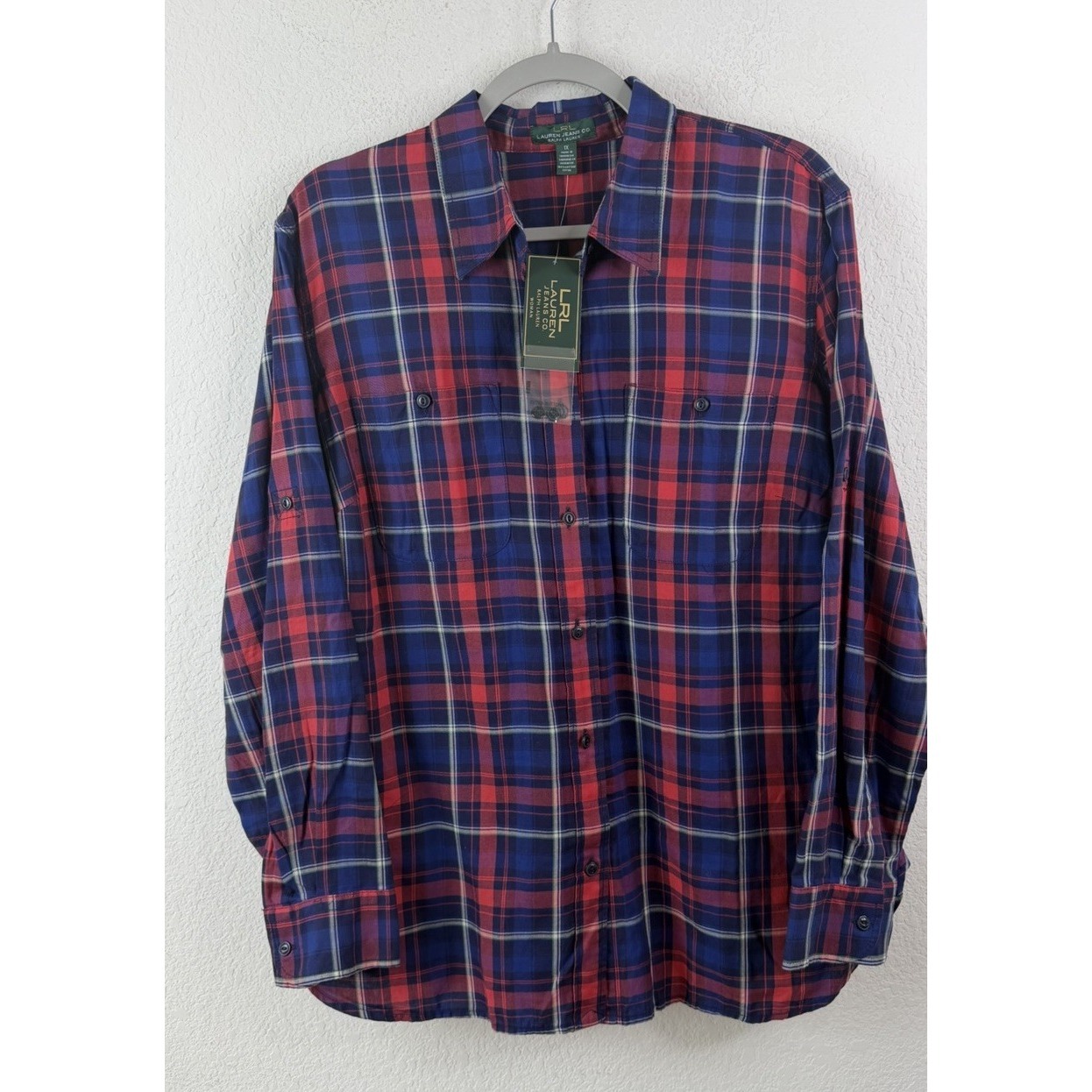 Lauren Jeans Co Ralph Lauren Plaid Shirt Sz 1x Button Up Nwt Red Blue Cabincore